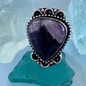 925 Sterling Amethyst Teardrop Ring